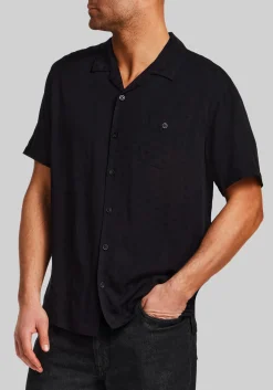 Vintage & Black Traditional Fit Short Sleeve Dobby Camp Shirt