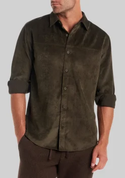 Vintage & Black Traditional Fit Solid Corduroy Button-Down Shirt