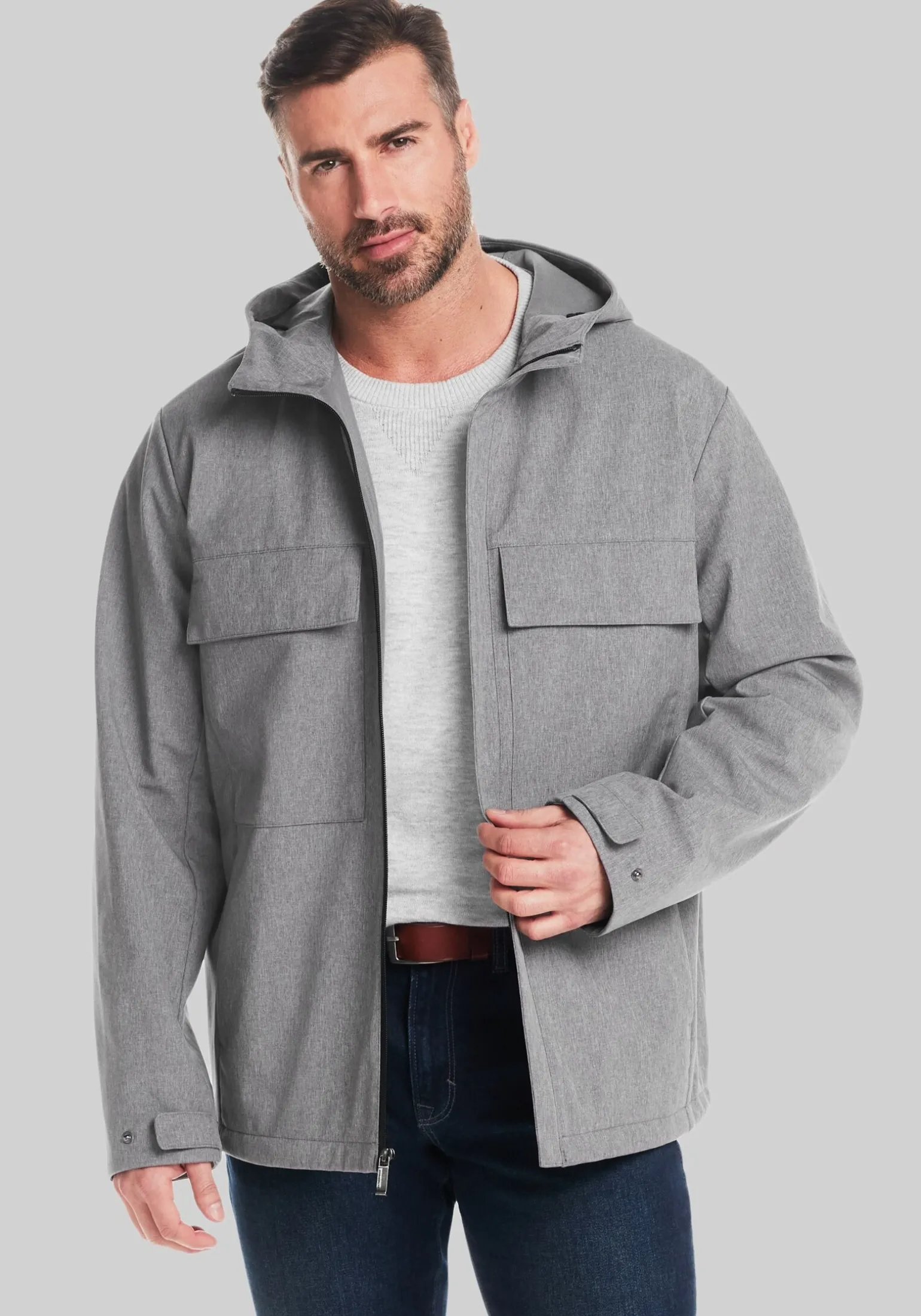 Weatherproof Tailored Fit Unlined Hooded Soft Shell Shirt Jacket