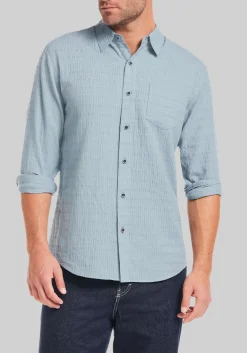 Weatherproof Vintage Tailored Fit Horizontal Crinkle Dobby Button Up Shirt