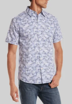 Weatherproof Vintage Tailored Fit Short Sleeve Palm Frond Button Up Shirt