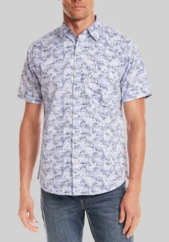 Weatherproof Vintage Tailored Fit Short Sleeve Palm Frond Button Up Shirt
