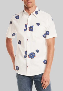 Weatherproof Vintage Tailored Fit Flower Short Sleeve Button Up Shirt