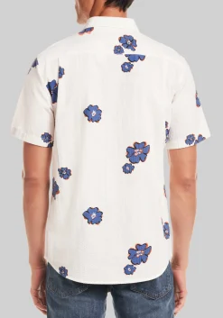 Weatherproof Vintage Tailored Fit Flower Short Sleeve Button Up Shirt