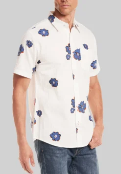 Weatherproof Vintage Tailored Fit Flower Short Sleeve Button Up Shirt