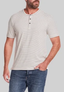 Weatherproof Vintage Tailored Fit Short Sleeve Striped Henley Shirt