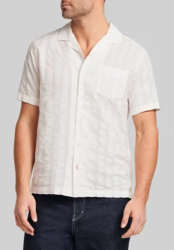 Weatherproof Vintage Traditional Fit Dobby Seersucker Vertical Text Shirt