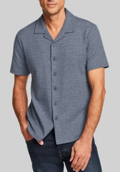 Weatherproof Vintage Traditional Fit Variegated Microstripe Coatfront Knit Button Up Shirt