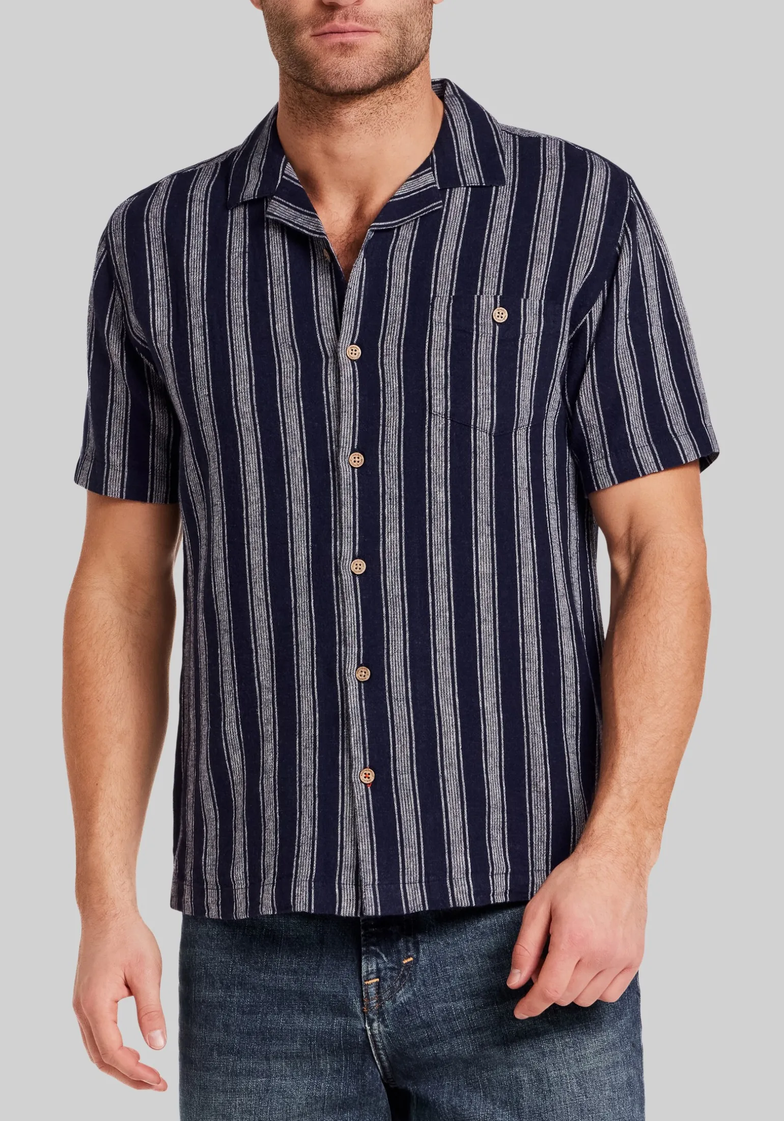 Weatherproof Vintage Traditional Fit Vertical Stripe Button Up Shirt